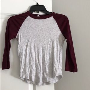 Burgundy and Grey 3/4 Sleeve